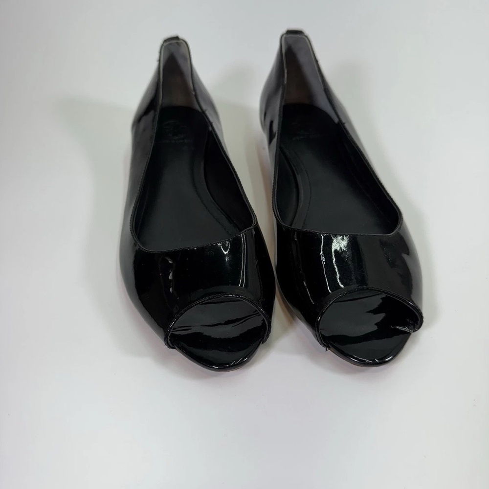 Black Patent Peep-Toe Women's Flats